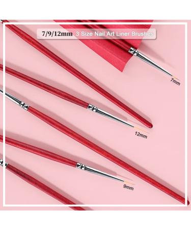 Nail Art Liner Brushes Set - 3Pcs for Thin Long Fine Lines - UV Gel Polish Painting Design - Dotting Drawing Pen - Nail Brushes for Art (7/9/12mm) - Buy Online on GoSupps.com