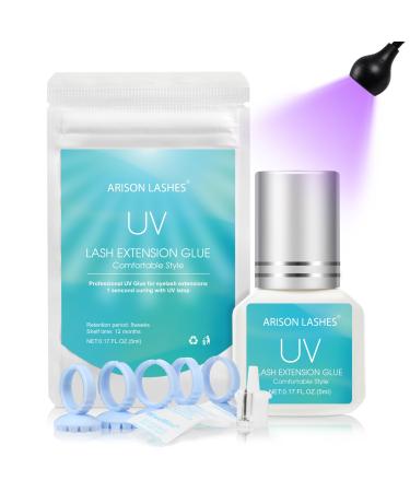 UV Eyelash Extension Glue UV Lash Glue for Eyelash Extensions 8-9 Weeks Retention Waterproof Powerful Eyelash Glue Lash Glue for Professional Use Only (Comfortable Style)
