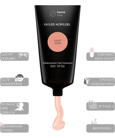 INLAQ Polygel for Nail Extension Light Nude 30ml - Acrylic Nail Gel - UV/LED Nail Extension Gel - Acrylic Gel - Buy Online on GoSupps.com