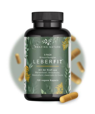 Liver fit Mary thistle capsules high-dose 5-fold complex 1 x 120 vegan capsules laboratory test from 80% Silymarin Marie distula Artichocke dandelion Desmodium and cholin. - Buy Online on GoSupps.com