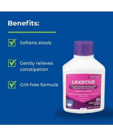 Rite Aid Laxative Powder | Polyethylene Glycol 3350 | 30 Doses 17.9 oz | Effective Stool Softener for Constipation Relief - Ship Internationally - Buy Online on GoSupps.com