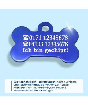Ibera Gifts - Personalized Blue Bone-Shaped Pet Pendants for Dogs & Cats - Custom Engraved Names for Collars - Buy Online on GoSupps.com