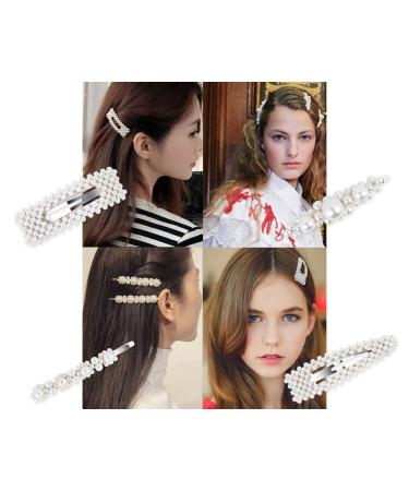 4 Piece Bridal Hair Barrettes with Artificial Pearls - Decorative Hair Pins - Buy Online on GoSupps.com