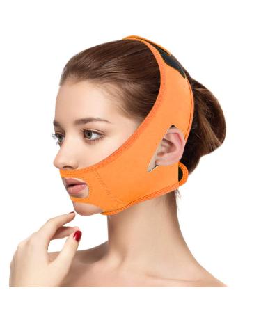 Sonew Facial Slimming Mask Face Bandage diving fabric for Face Care Thin Neck Facelift Double Chin for Women(Blue Orange and Purple)(Orange)