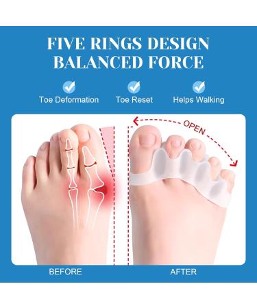 4-Piece Silicone Toe Spreader & Separator | Hammer Toe Correction for Hallux Valgus | Unisex Transparent Design - Buy Online on GoSupps.com