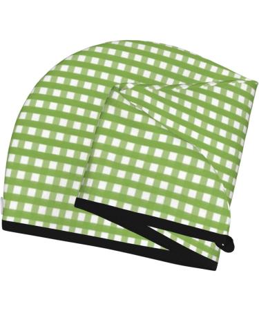 Microfiber Hair Drying Cap | Green Gingham Hair Towel Wrap | Quick Dry & Absorbent for Curly Long & Thick Hair - Buy Online on GoSupps.com