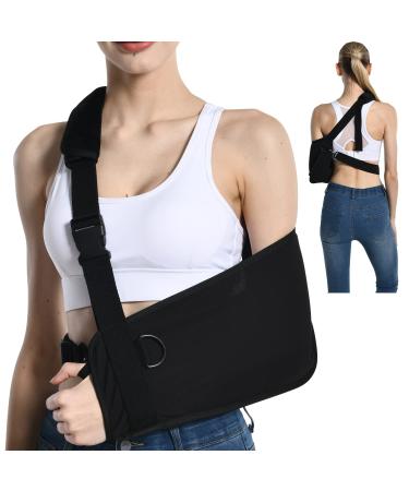 Fotgok Breathable Arm Sling with Waist Belt for Shoulder Men Women-Shoulder Immobilizer with Strong Support-Youth Breathable Arm Support Brace for Shoulder Injury  Black