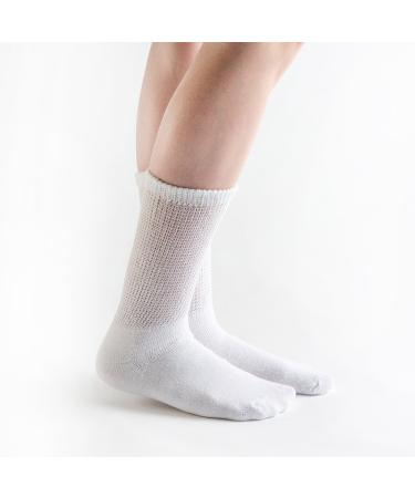 Doc Ortho Loose Fit Cotton Diabetic Socks for Men and Women  3 Pairs  Crew White X-Large