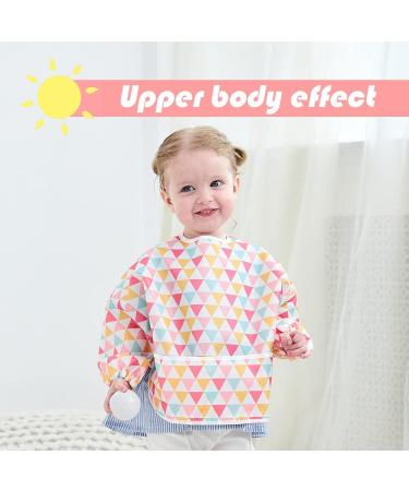 Little Dimsum Long Sleeve Waterproof Feeding Bib with Large Pocket - Red Triangles - Buy Online on GoSupps.com