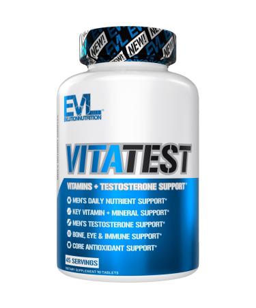 Evlution Nutrition VitaTest - Vitamins + Testosterone Support - Key Vitamin + Mineral Support - Men s Daily Nutrient & Testosterone Support - Bone Eye & Immune Support - 45 Servings - 90 Tablets