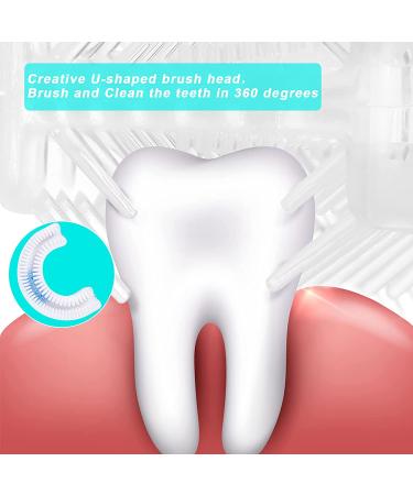 Kids U-Shaped Dinosaur Toothbrush Set for 2-12 Years | Manual Training & Whitening Tooth Brush | 4 Pieces in Yellow, Green, Orange, Pink - Buy Online on GoSupps.com