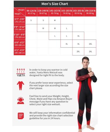 Yueta Men's 3MM Neoprene Full Body Wetsuit - Large Red - Buy Online on GoSupps.com