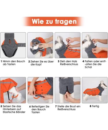 Slowton Winter Dog Coat Warm Polar Fleece Jacket with Turtleneck Scarf Waterproof & Reflective for Small & Medium Dogs - Orange - Buy Online on GoSupps.com