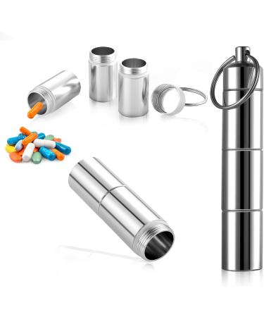 GREVOSEA Waterproof Mini Pill Keychain - 6 Partable Aluminum Alloy Capsule Box with 3 Compartments - Portable Tablet Organizer for Travel - Buy Online on GoSupps.com