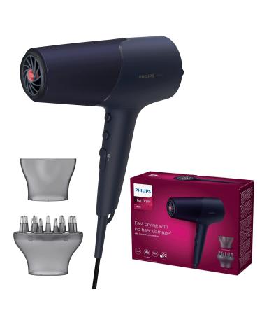 Philips Hair dryer of the 5000 series with Thermoshield technology 3 heating and 2 speed levels 2 300 W drying performance BHD510/00 Blue Metalic