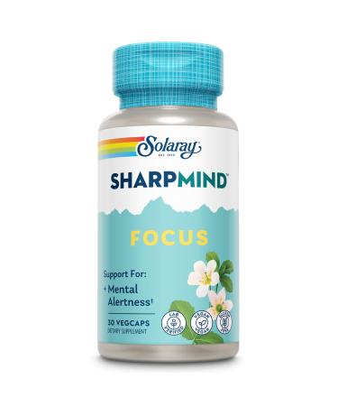 SOLARAY SharpMind Focus Mental Alertness Nootropic Supplement Memory Support Each Capsule with Cognizin Citicoline Vegan 60 Day Money Guarantee 30 Serv 30 Vegetarian Capsules Pills 30 Count (Pack of 1)