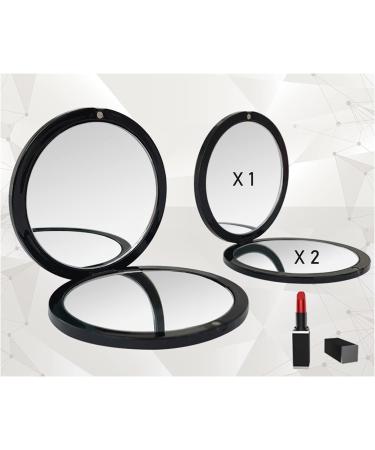 KEQKEV Compact Travel Mirror - Portable Black Round Handheld Makeup Mirror | Stylish & Functional eCommerce Shipping Worldwide - Buy Online on GoSupps.com