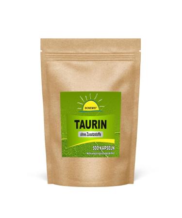 Taurine (amino acid) vegan 500 vegan capsules (stock/refill pack) premium quality without additives Bonemis