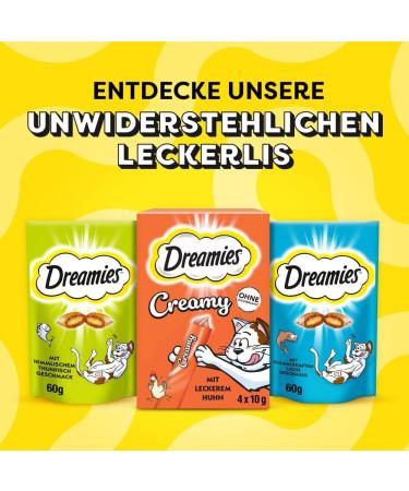 Dreamies Cat Snacks with Catnip - Creamy & Crispy Treats 6x60g | International Shipping Available - Buy Online on GoSupps.com
