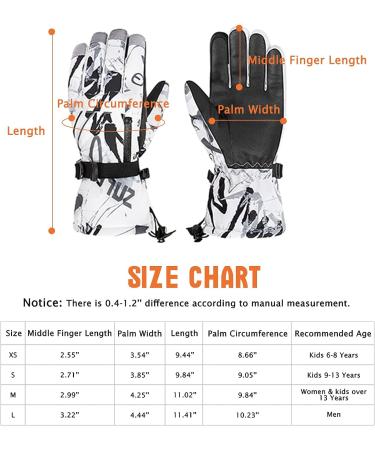 Century Star Snow Gloves - Waterproof Winter Ski Gloves for Kids, Women, Men - Touchscreen Sport Mittens - Black Print - M (Suitable for Women and Kids over 13 years) - Buy Online on GoSupps.com