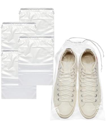 PUREVACY Clear Drawstring Bags 12" x 16.5", Pack of 100 Travel Shoe Bags for Packing, Shipping, Storage, 2 mil Waterproof Clear Plastic Bag with Double Cotton Drawstrings, Odorless Shoe Dust Bags 12" x 16.5" 100 Pack
