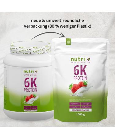 Buy Nutri Plus Strawberry Protein Shake 2kg | 6K Protein Powder - Low Sugar & Low Calorie - International Shipping Available - Buy Online on GoSupps.com