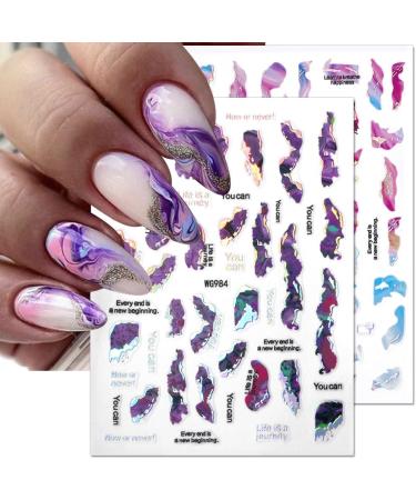 6 Colors Marble Nail Stickers - Self-Adhesive 3D Nail Art Accessories | Bronzing Silver Blooming Designs - Buy Online on GoSupps.com