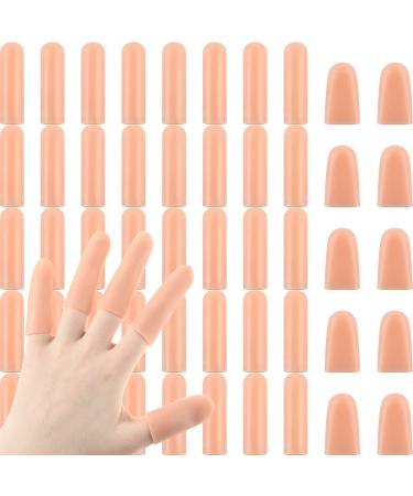 50 Pieces Gel Finger Cots Gel Finger Support Protector Gloves Gel Finger Cover Caps Silicone Finger Sleeves, 40 Pieces Long, 10 Pieces Short (Beige)