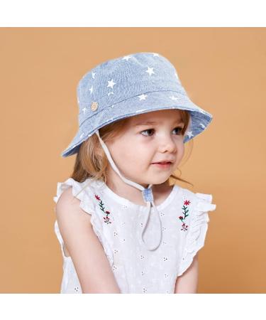 XYIYI Kids Bucket Hat | Adjustable Sun Hat for Boys Girls 2-4 Years | Breathable Beach Hat - Star Light Blue - Buy Online on GoSupps.com