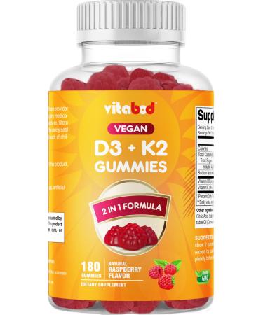 Vitabod Vitamin D3 K2 Gummies - Bone & Heart Health - 180 Pectin Based Gummies