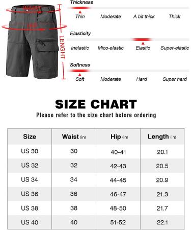 Rdruko Men's Quick Dry Cargo Shorts - Dark Grey, 36 - Buy Online on GoSupps.com