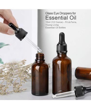YGDZ 15 Pack Essential Oil Droppers - 15ml Glass Eye Dropper Tops for DoTerra & Young Living Bottles - Perfect for Precise Oil Dispensing - Buy Online on GoSupps.com