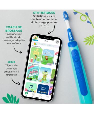 GUM Playbrush Junior 6+ Electric Toothbrush | Interactive Play App | 2 Blow Dry Modes | Extra Soft Bristles | 8 Weeks Battery - Buy Online on GoSupps.com