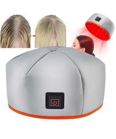 GplHAIN Red Light Hair Growth Cap, Dual Wavelength Hair Growth Cap, with 120 LEDs (660nm+850nm), Anti Hair Loss/Fatigue Relief,Grey