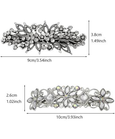 Davfiecn 2 Pieces Antique Crystal Barrette Rhinestone Metal French Barrettes Rhinestone Pearl Hair Clips for Women Girls Wedding Birthday Prom Gift - Buy Online on GoSupps.com