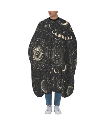 66"x55" Moon Phase Moonlight Vintage Zodiac Aesthetic Barber Cape Large Hair Cutting Cape Salon Haircut Cape for Women