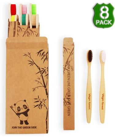 Set of 8 Biodegradable Bamboo Toothbrushes with Bamboo Charcoal for Sensitive Gums - Eco-Friendly & Vegan - Medium Bristles - Buy Online on GoSupps.com
