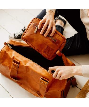 Berliner Bags Paul Vintage Leather Toiletry Bag - Brown (Cognac) | Travel Cosmetics Case for Men and Women - Buy Online on GoSupps.com