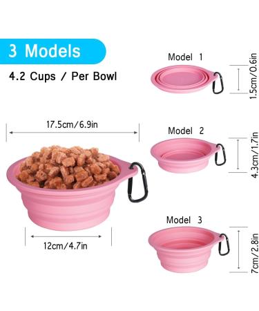 Buy Petbonus Foldable Dog Bowls - 2 Pack Silicone Water & Feed Bowls (Violet Pink) - Portable Leak-Proof Travel Bowl with Carabiners for Dogs - Buy Online on GoSupps.com