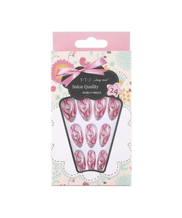 Sethexy Long Pink Fire Design Stiletto Glossy Acrylic Press-On Nails | 24pc Nail Tips for Women & Girls - Buy Online on GoSupps.com