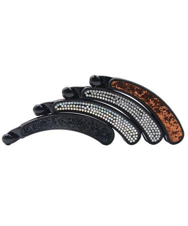 Numblartd Banana Hair Clip Ponytail Holder Plastic Rhinestone Barrette Hair Accessories 4pcs B#