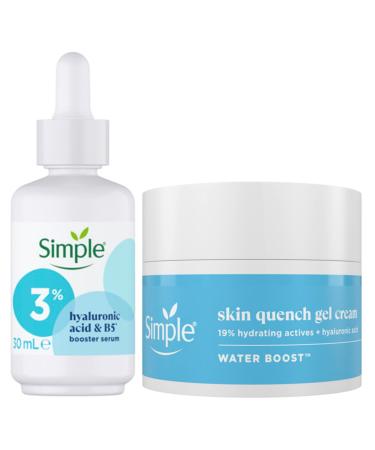Simple Water Boost Skin Quench Gel Face Cream 50 ml & Simple 3% Hyaluronic Acid + B5* Booster Serum Serum 30 ml