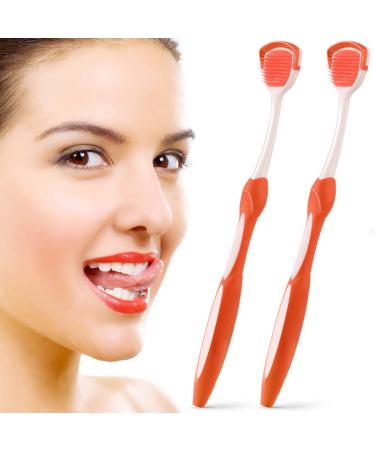 Tongue Brush Tongue Scraper Tongue Cleaner Helps Fight Bad Breath 2 Tongue Scrapers 2 Pack (Orange)