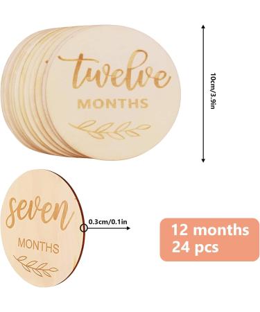 WAIZHIUA 24Pcs Baby Monthly Milestone Cards - Double Sided Wooden Prop for Newborn Photography, Baby Shower, Pregnancy Journey - 10cm Round Cards - Birth Announcement (12 Months) - Buy Online on GoSupps.com