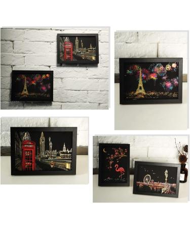 Magic Scratch Art Paper Set - Rainbow Landscape Engraving Pads for Adults & Kids - 12 Sheets Postcards, Pens & Brush Included (City Living) - Buy Online on GoSupps.com