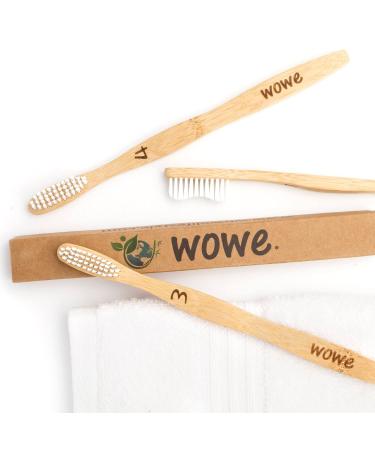 Wowe Natural Bamboo Toothbrush Soft Bristles 4 Pack - Buy Online on GoSupps.com