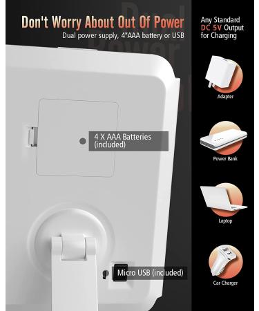 Trifold Lighted Makeup Mirror with Magnification - White LED Vanity Mirror - Buy Online on GoSupps.com