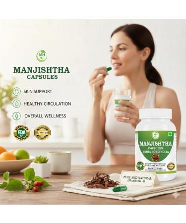 Morsan Manjistha Capsules 500mg (9:1 Extract) | Ayurvedic Herbal Supplement with Rubia Cordifolia | Supports Skin & Blood Purification | Detox Formula | 60 Vegan Gluten-Free | Pack of 2 - Buy Online on GoSupps.com