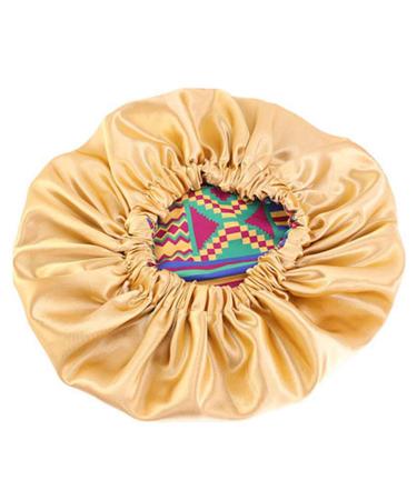 Satin Double Layer Silky Hair Bonnet for Frizzy Curly Hair - Gold | Women's Night Sleeping Cap - Buy Online on GoSupps.com