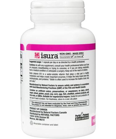 Natural Factors Biotin 5000 mcg - 60 Vegetarian Capsules for Healthy Hair, Skin & Nails - Buy Online on GoSupps.com